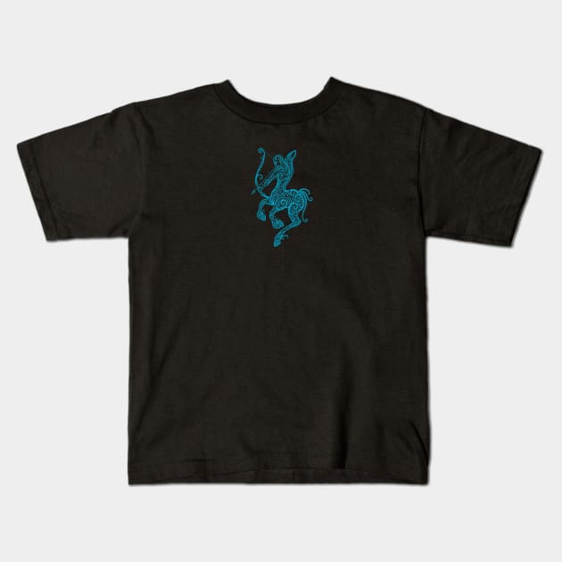 Blue Sagittarius Zodiac Sign Kids T-Shirt by jeffbartels